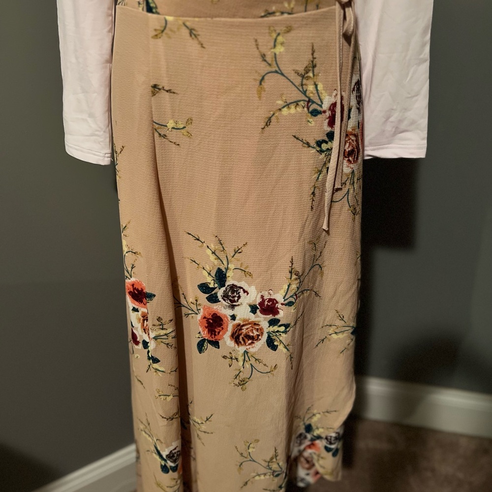 Womens Boho Floral Tie Up Waist Summer Beach Wrap Cover Up Maxi Skirt